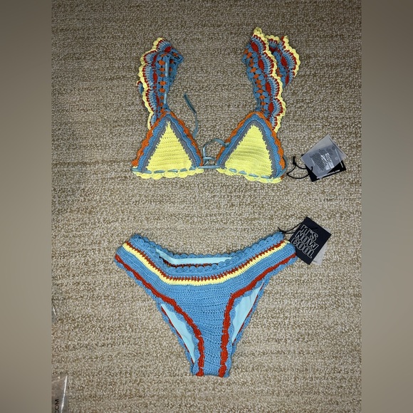 Free People It’s Now Cool Crochet Frill Bikini Set S/M - Picture 4 of 16